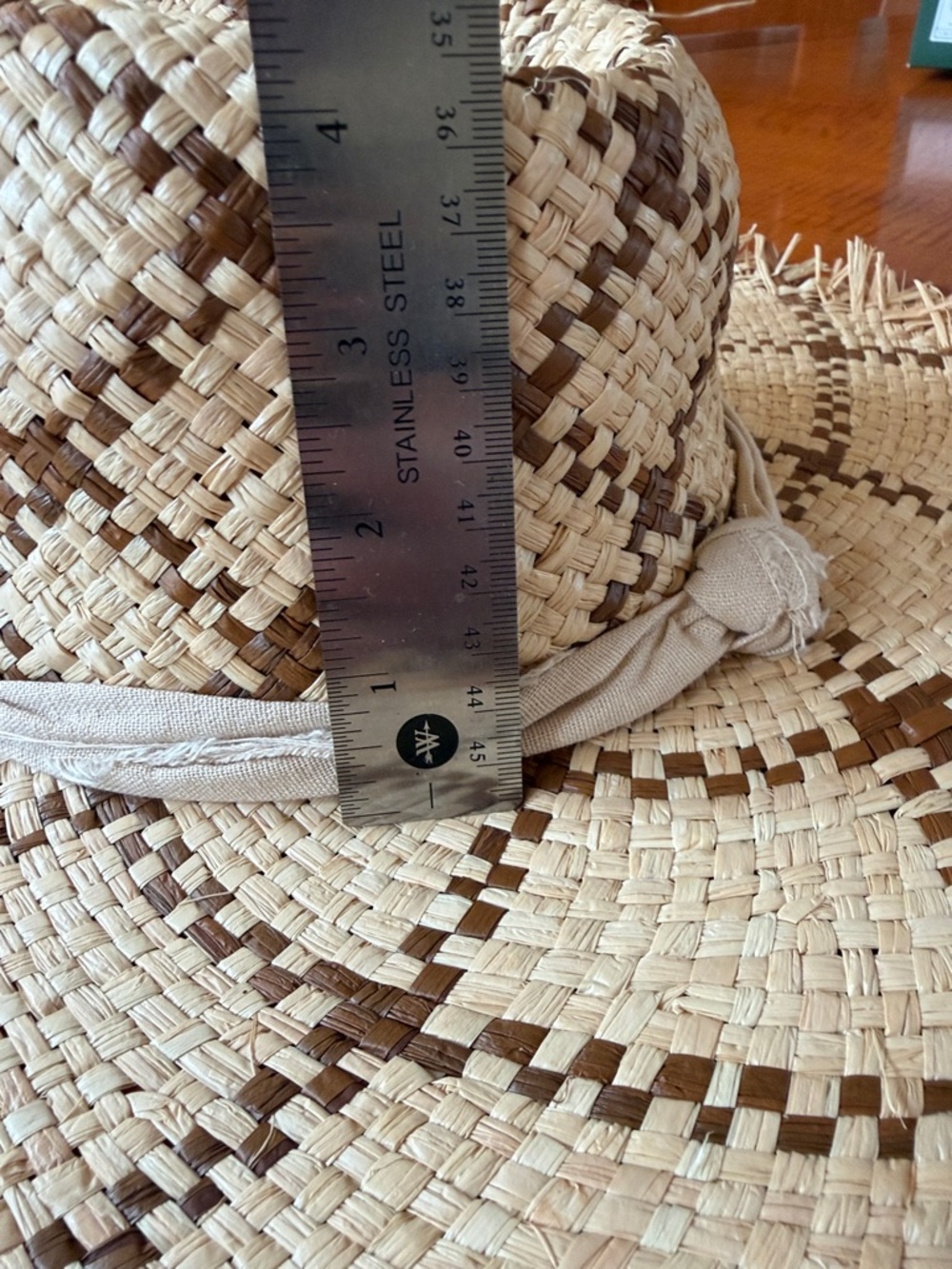 NWT J. McLaughlin Natural and Brown Woven Straw Hat one size - Picture 8 of 8